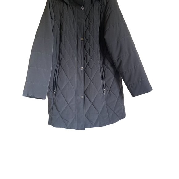 Croft & Barrow 1X Gray Quilted Faux Fur Trim Coat Hood Zip Pockets Soft Warm Coz - Picture 12 of 12